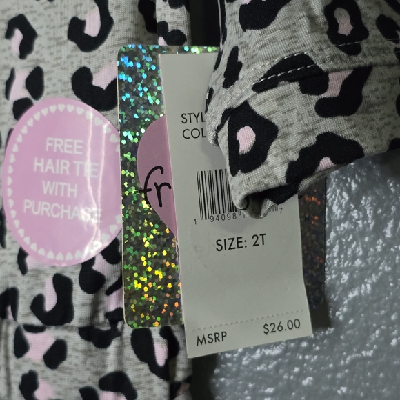 Freestyle Girls Long Sleeve One Piece Outfit With Scrunchie. Size 2t. Nwt - Picture 4 of 4